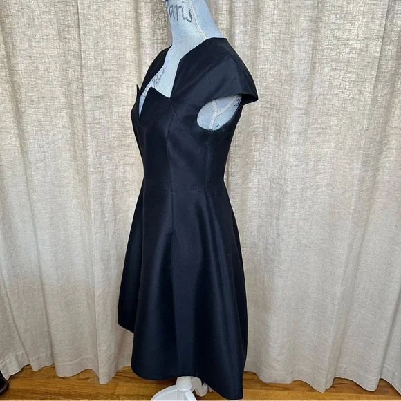 Halston Heritage Black Cotton + Silk Cocktail Dress, Size 4 - Picture 8 of 13